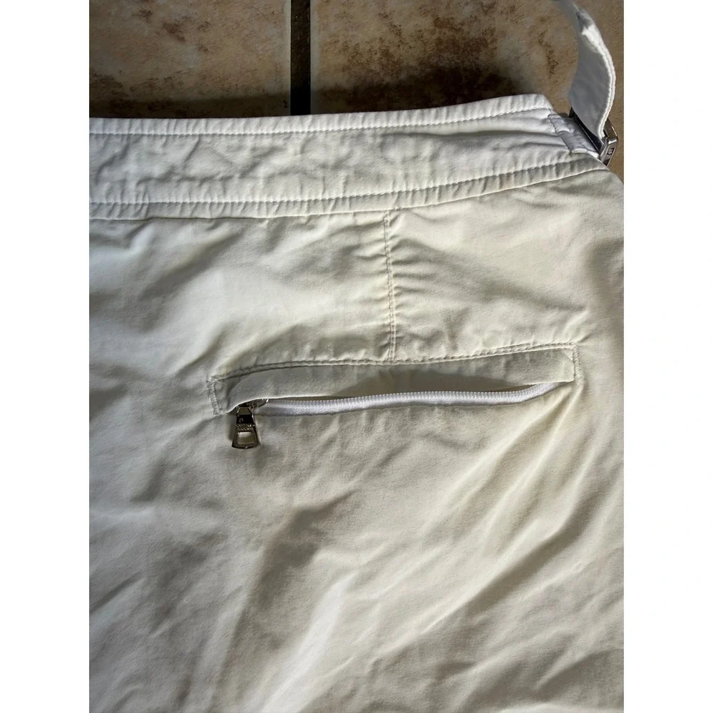 Orlebar Brown Dane II Mens Swim Shorts Off White Adjustable Side Fasteners 38